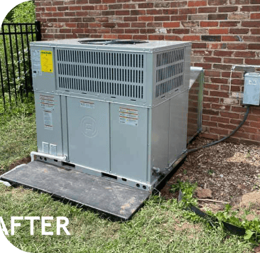 Newly installed packaged unit outside home in Kingston, TN.